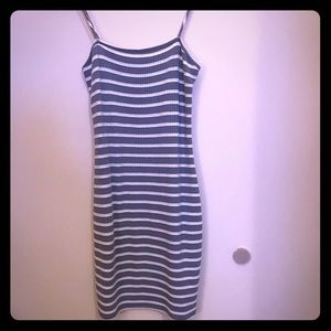 Blue and white striped dress